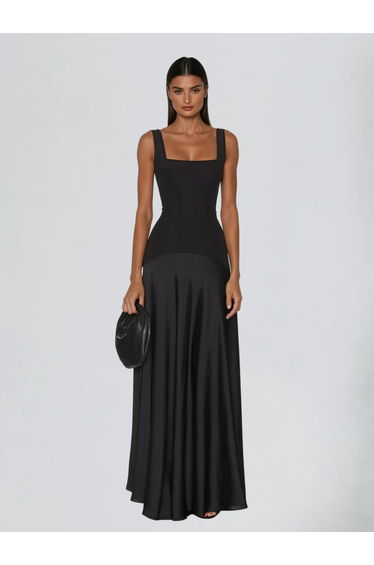 Jovyna Sleeveless Flared Maxi Dress In Black