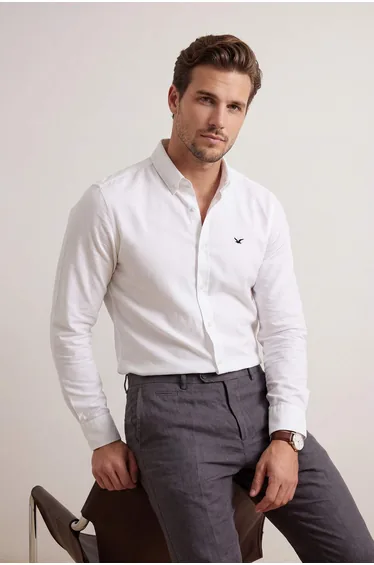 White Regular Men's Shirt