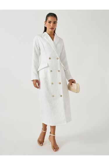 Self Design Jacquard Long Sleeves Blazer Dress