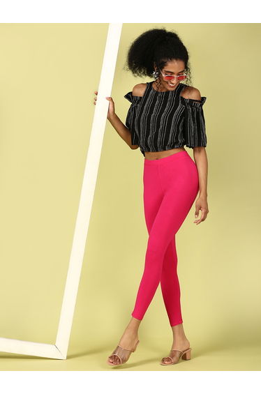 Dark Pink Knitted Viscose Blend Leggings