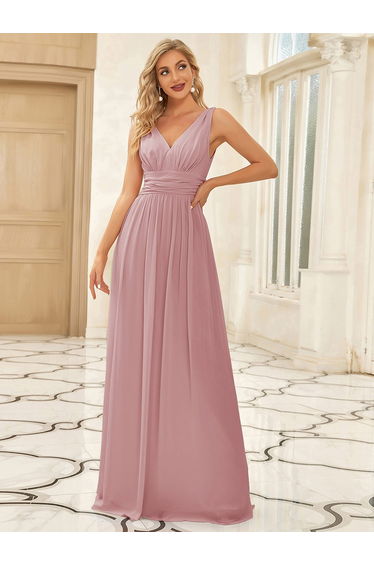 ever HUSH|Chiffon Empire Waist Sleeveless Pleated Bridesmaid Dress