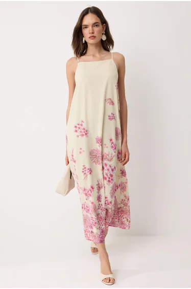 Multi-Colored Floral Maxi Woven Dress