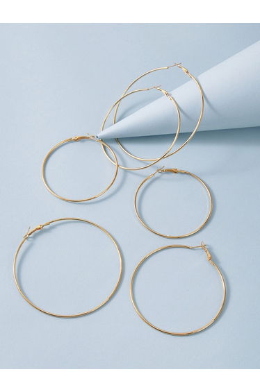 Set of 3 - Gold Hoop Earrings