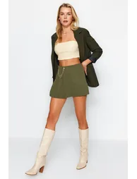 Dark Khaki Woven Shorts & Bermuda - 1