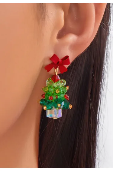 Fairytale Beaded Christmas Tree Earrings