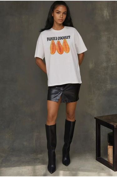 %100 Cotton Oversized Printed Crew Neck Cotton T-Shirt