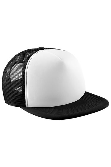 Beechfield Vintage Plain Snap-Back Trucker Cap - Black/White