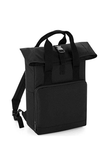 Bagbase Unisex Adult Roll Top Twin Handle Backpack - Black