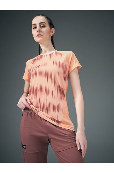 Women Orange Raglan Sleeve Slim Fit Top