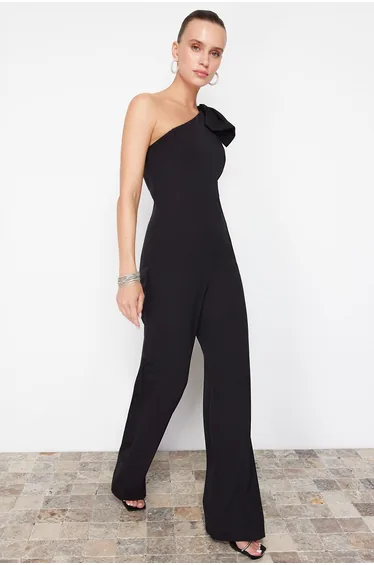 Black Bow Detailed Jumpsuit