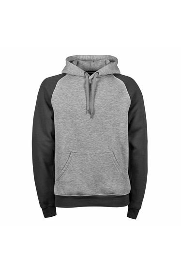 Tee Jays Mens Two-Tone Hooded Sweatshirt - Heather Dark Grey