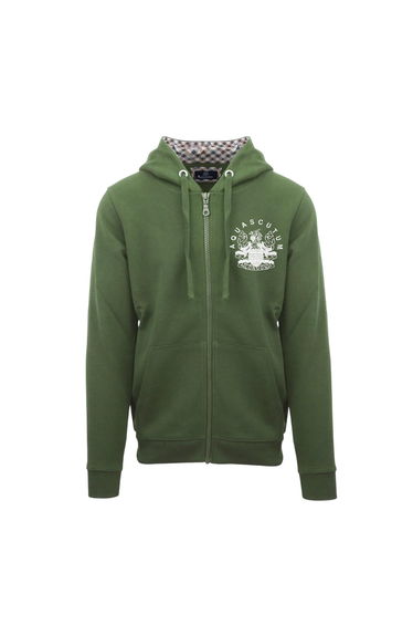 Aquascutum Mens Relaxed Fit Full Zip Hoodie - Military Green