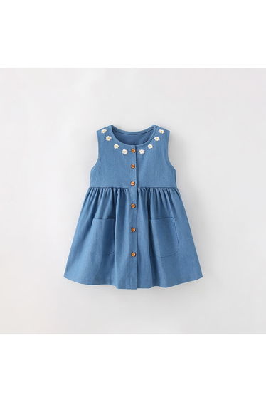 Toddler Denim Daisy Sleeveless Dress