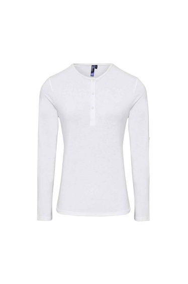 Premier Womens/Ladies Long John Plain Roll Sleeve T-Shirt - White