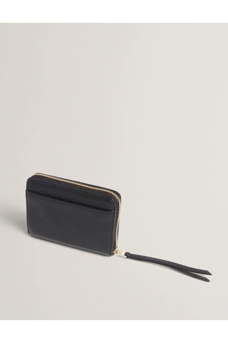 Bow Detail Small Zip Around Purse Black - 1
