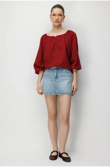 Mixray Buttoned Muslin Blouse