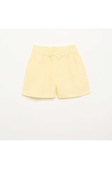 Solid shorts with decorative bow YELLOW