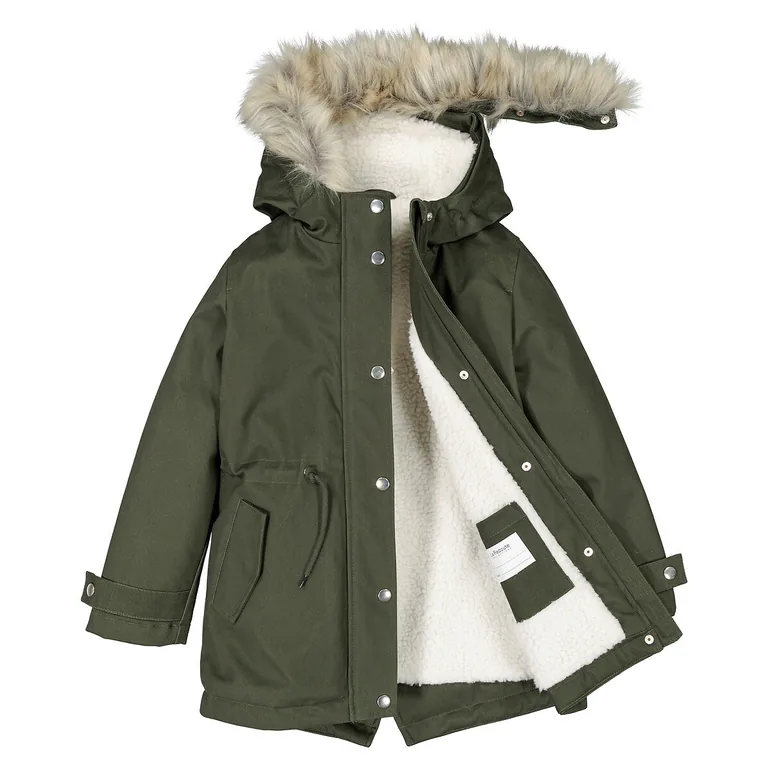 Recycled Warm Hooded Parka in Cotton with Borg Lining - 5