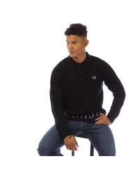 Men's Fred Perry Laurel Wreath Trim Knit Shirt in Black - 3