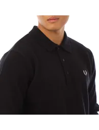 Men's Fred Perry Laurel Wreath Trim Knit Shirt in Black - 1