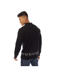 Men's Fred Perry Laurel Wreath Trim Knit Shirt in Black - 2
