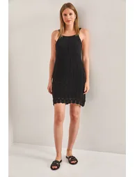 Women's Strappy Patterned Knitwear Dress - 2