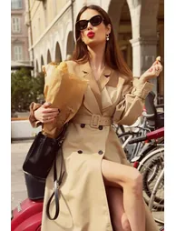 ELSA NUDE DOUBLE COMBINED TRENCH COAT - 5