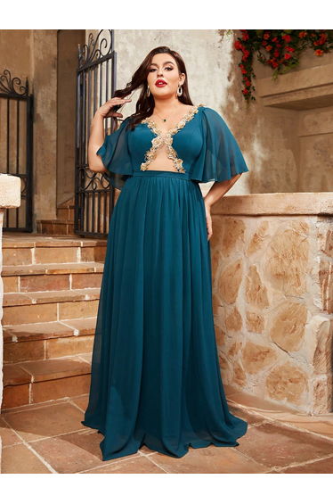 Leely Plus Women's Elegant Chiffon Wedding Guest Dress