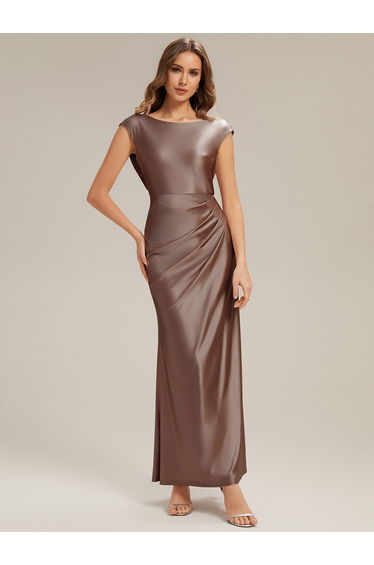 Bodycon Satin Cap Sleeve Bridesmaid Dress