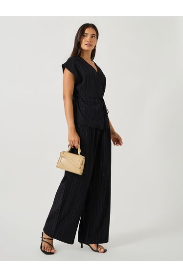 Textured Wrap Tie-Up Top and Pants Co-Ords