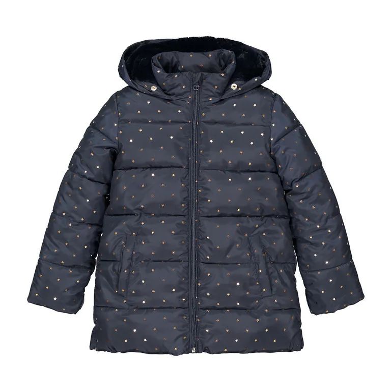 Star Print Padded Jacket with Hood - 5