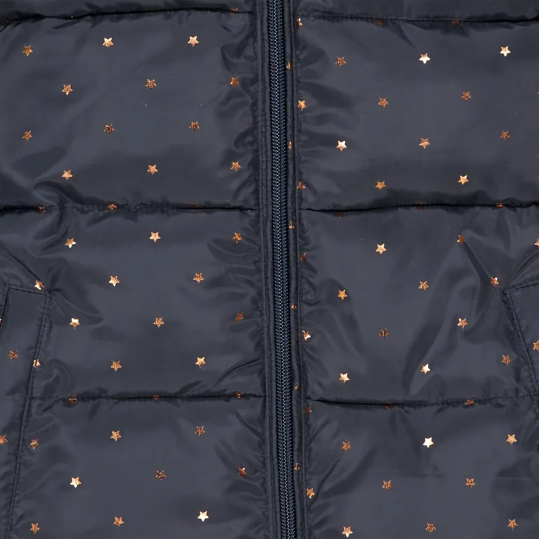 Star Print Padded Jacket with Hood - 4