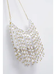 Tassel Baroque Pearl Satin Mini Bag - 3