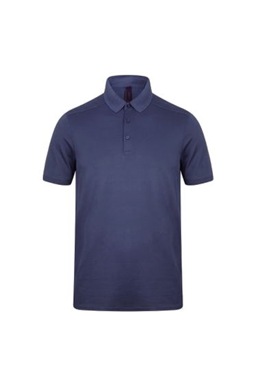 Henbury Mens Stretch Microfine Pique Polo Shirt - Navy