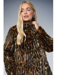 Petite Leopard Faux Fur Coat - 3