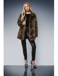 Petite Leopard Faux Fur Coat - 2