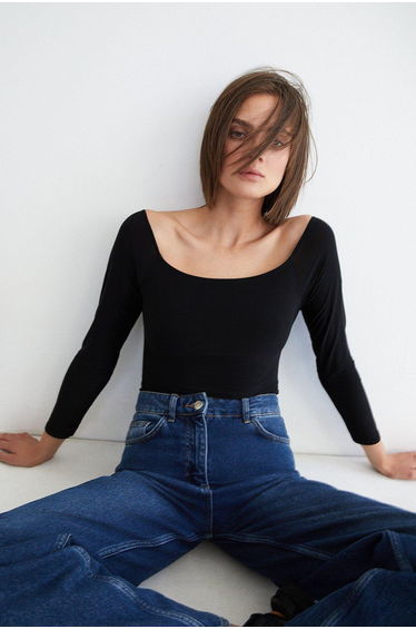 Premium Slinky Double Layer Bardot Bodysuit