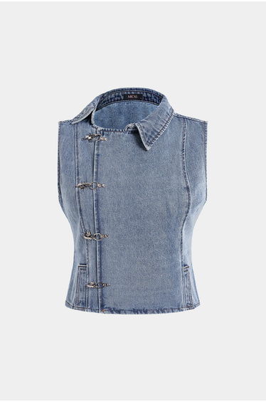 Denim Asymmetrical Button Tank Top