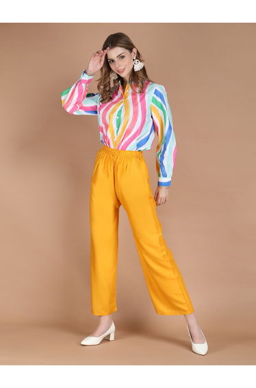 Mustard Wide Leg Ethnic Palazzos