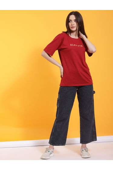 Maroon Short Sleeve Oversized T-Shirt