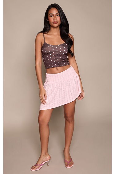 Pale Pink Pointelle Floaty Mini Skirt
