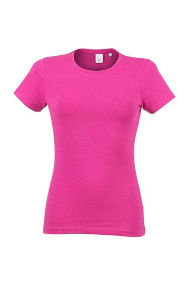 SF Womens/Ladies Feel Good Heather Stretch T-Shirt - Pink