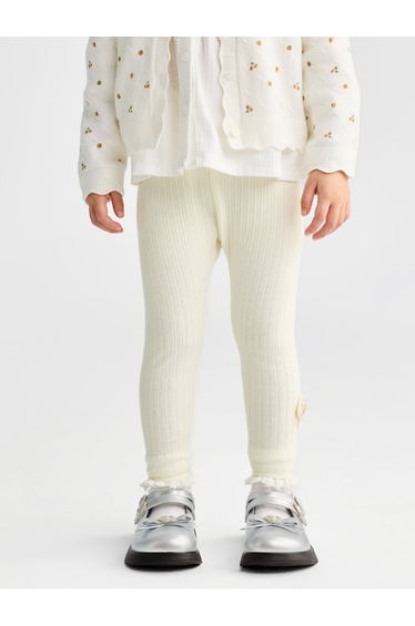 Girls' Ribbed Leggings With Bow Accent