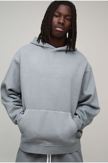 Essential Washed Oversized Over The Head Hoodie - washed grey