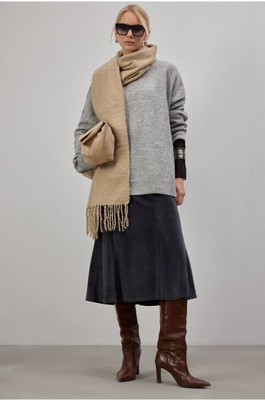 BİCYDE COLLAR OVERSIZE KNITTED SWEATER