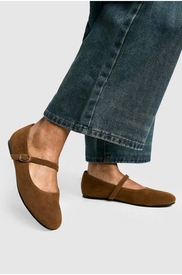 Faux Suede Mary Jane Ballet Flats