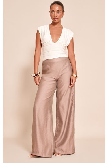 White Double Layer Slinky Drape Plunge Long Top