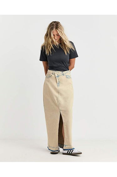 Vintage Wash Let Down Hem Maxi Skirt