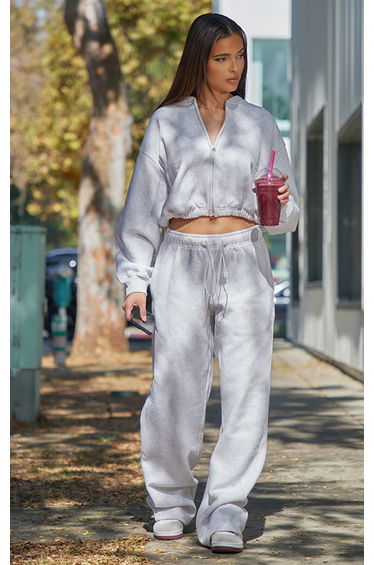 Ash Grey Drawcord Hem Oversized Joggers