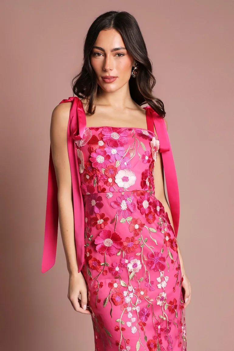 فستان كوست فاشن شيفون زهري ميدي على شكل حرف A - 3